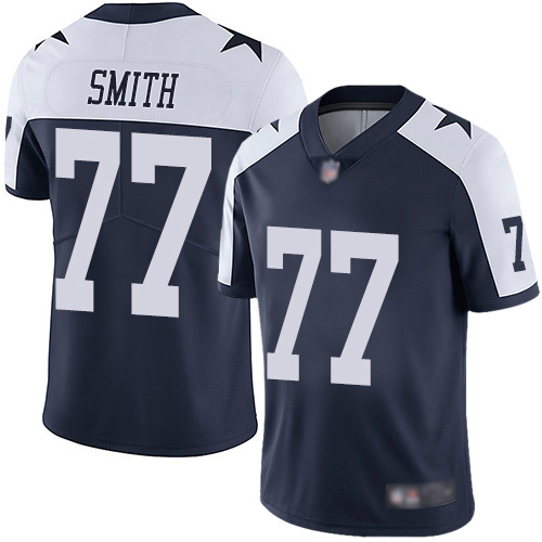 Men Dallas Cowboys Limited Navy Blue Tyron Smith Alternate 77 Vapor Untouchable Throwback NFL Jersey